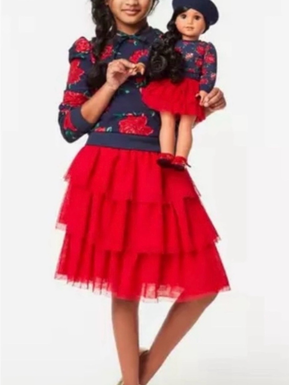 Nwt size 7 American Girl Janie & Jack Red Tiered Tulle Skirt Christmas Holiday